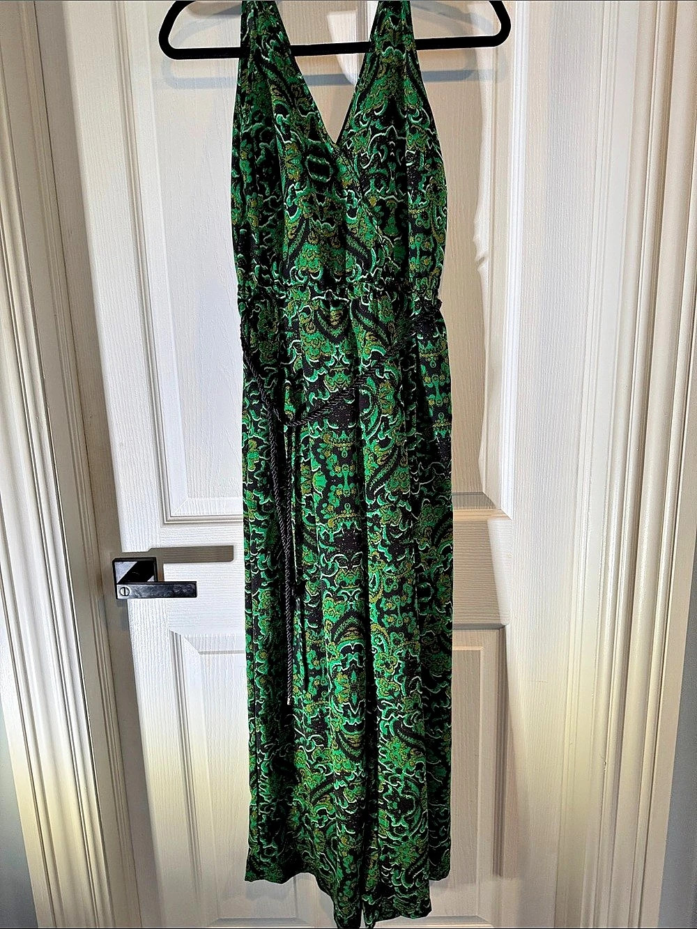 H&M Paisley Maxi Dress in Green & Black Size 6 Like New